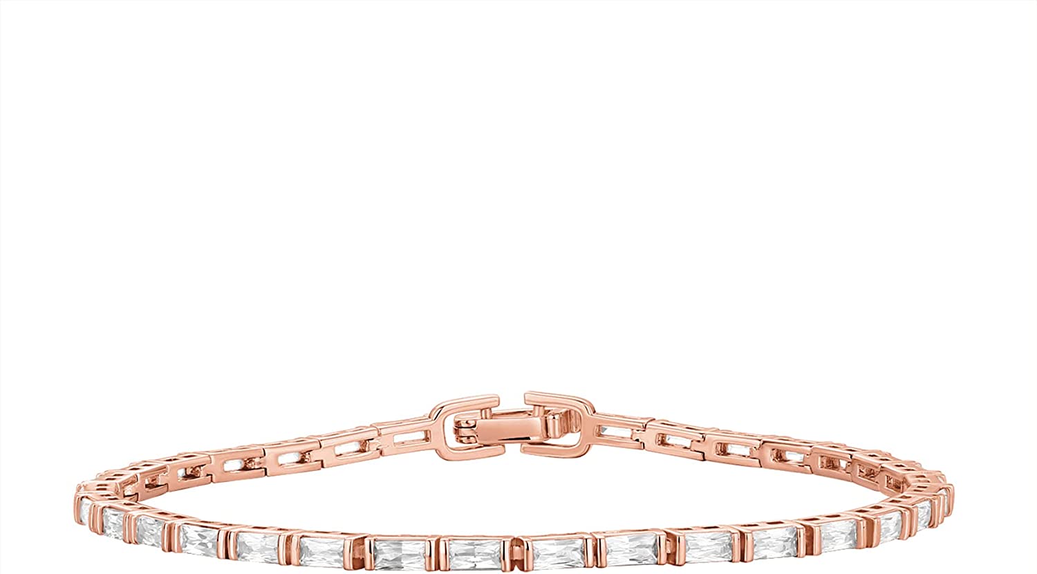 230816064215840_1 PAVOI 14K Gold Plated CZ Tennis Bracelet for Women | Classic Emerald Cut Simulated Diamond Bracelet - Image 1